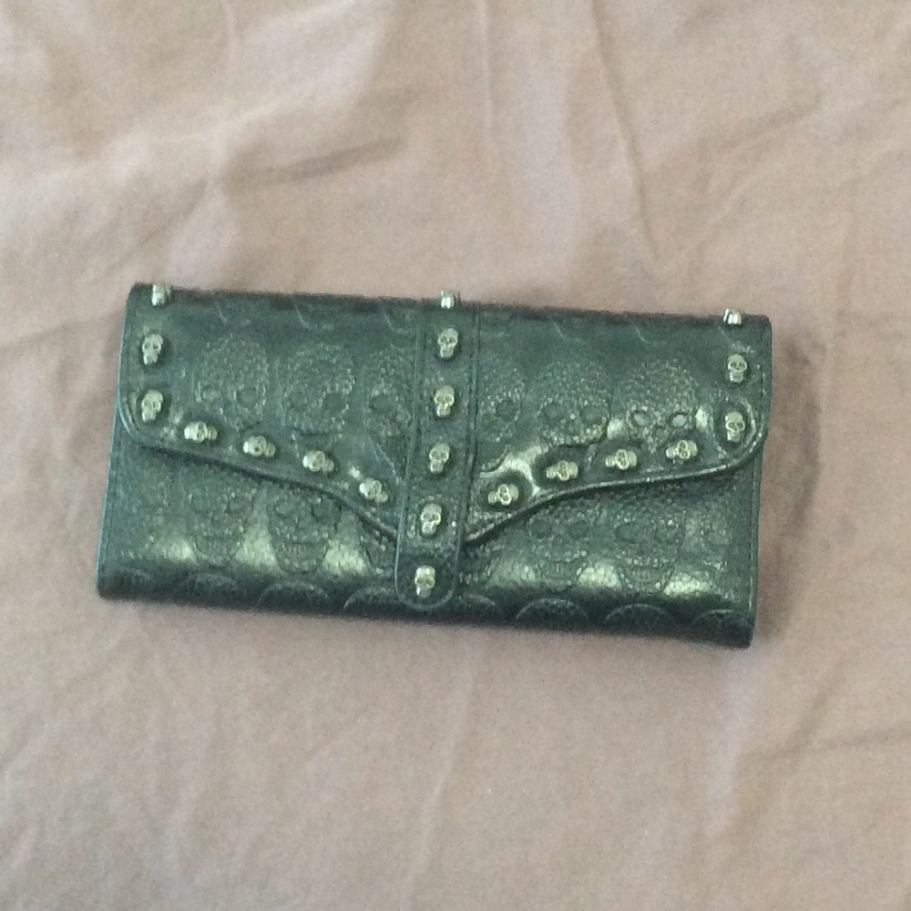 Skull Studded Leather Wallet